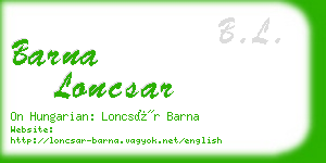 barna loncsar business card